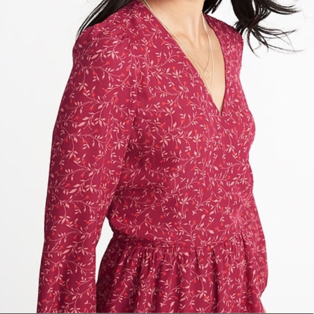 Old Navy Burgundy Faux Wrap Dress